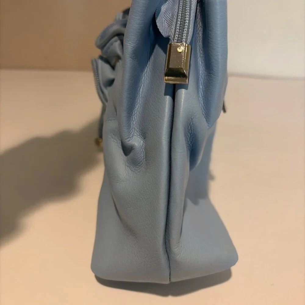 Vintage Y2K Mini Underarm Shoulder Bag Powder Blue Ruffled Lorelai Gilmore NWOT - Picture 4 of 11